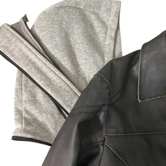 KENNETH COLE Vintage Mens M/L Black Bomber Moto Jacket w/ Zip-Out Fleece Hood - Picture 7 of 9